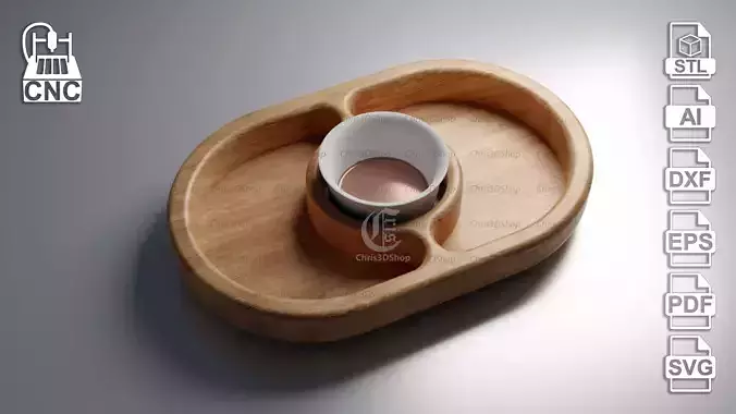 3D STL file and vector files for CNC - Oval Shaped Tray 3D print model