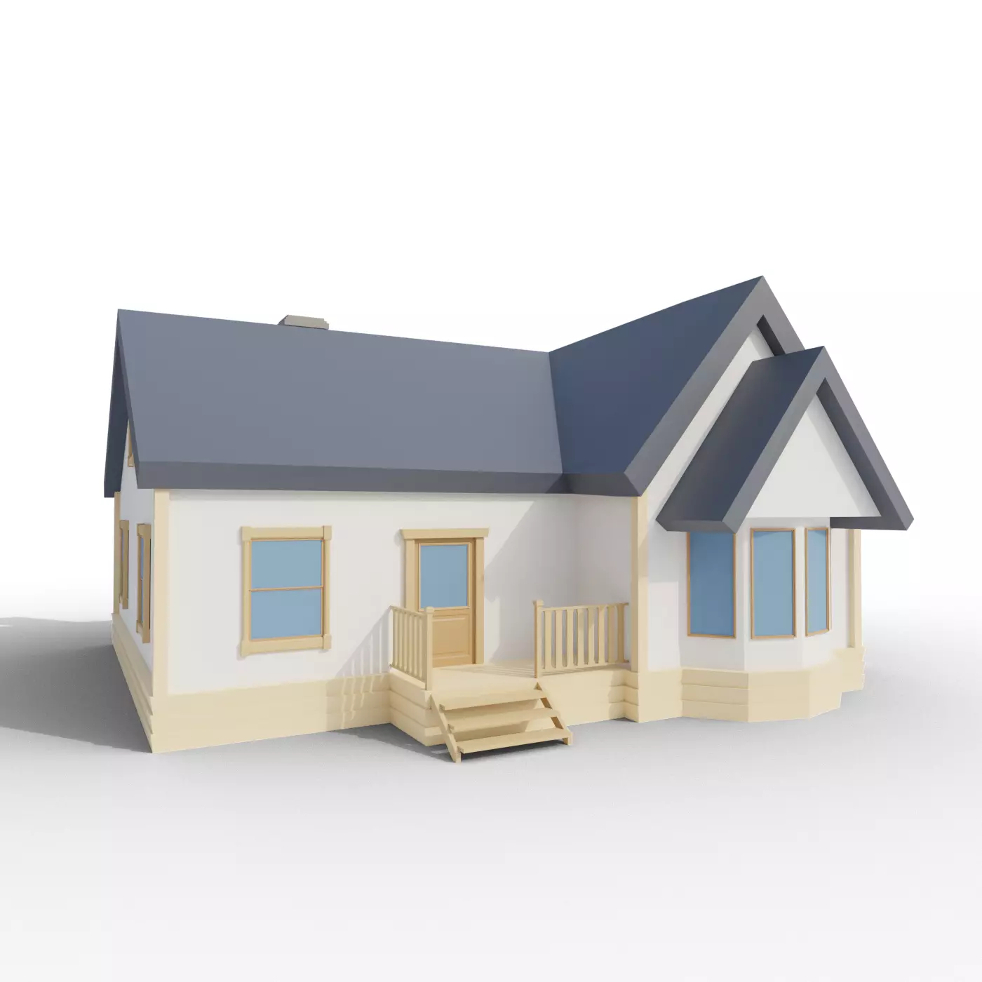 Low Poly House Free low-poly 3D model_0