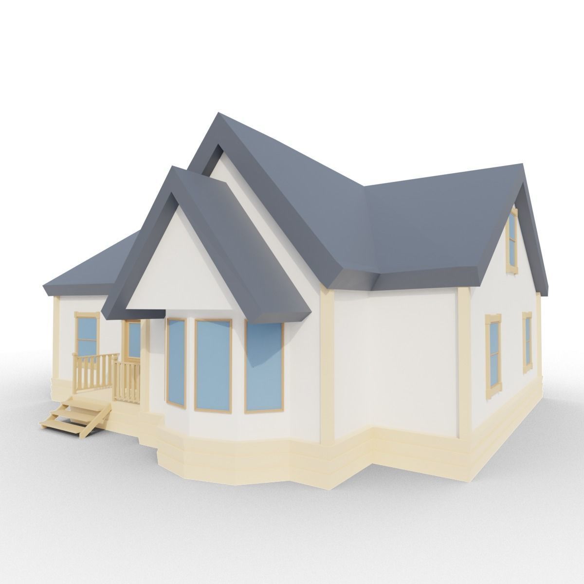 Low Poly House Free low-poly 3D model_1