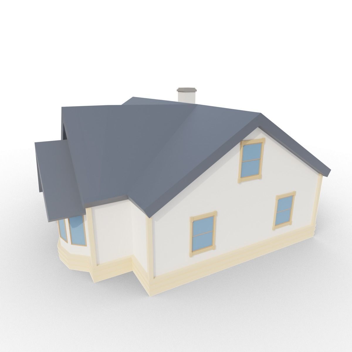 Low Poly House Free low-poly 3D model_2