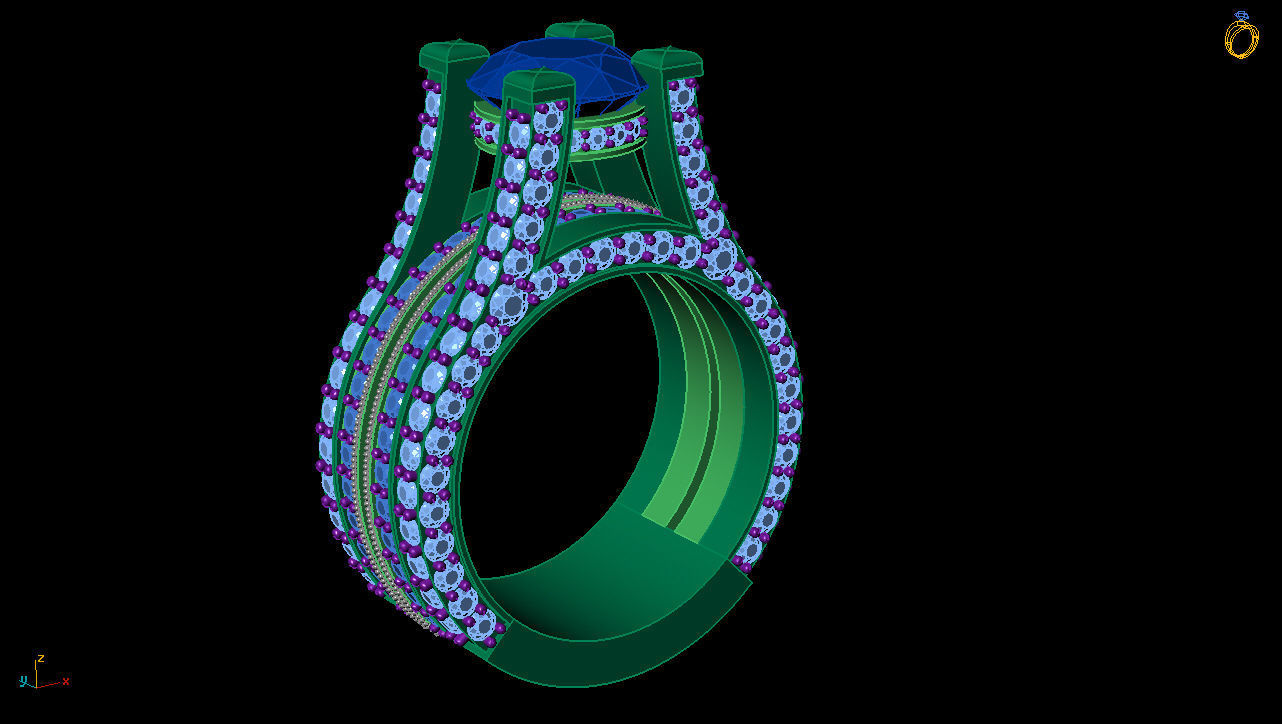 Ring Studded with Stones 3D print model_3