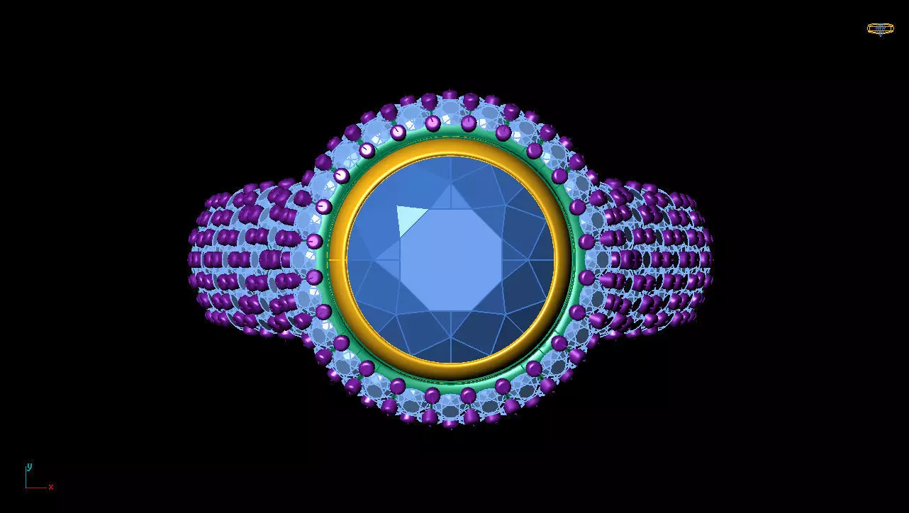 Designer Ring set with stones 3D print model_0