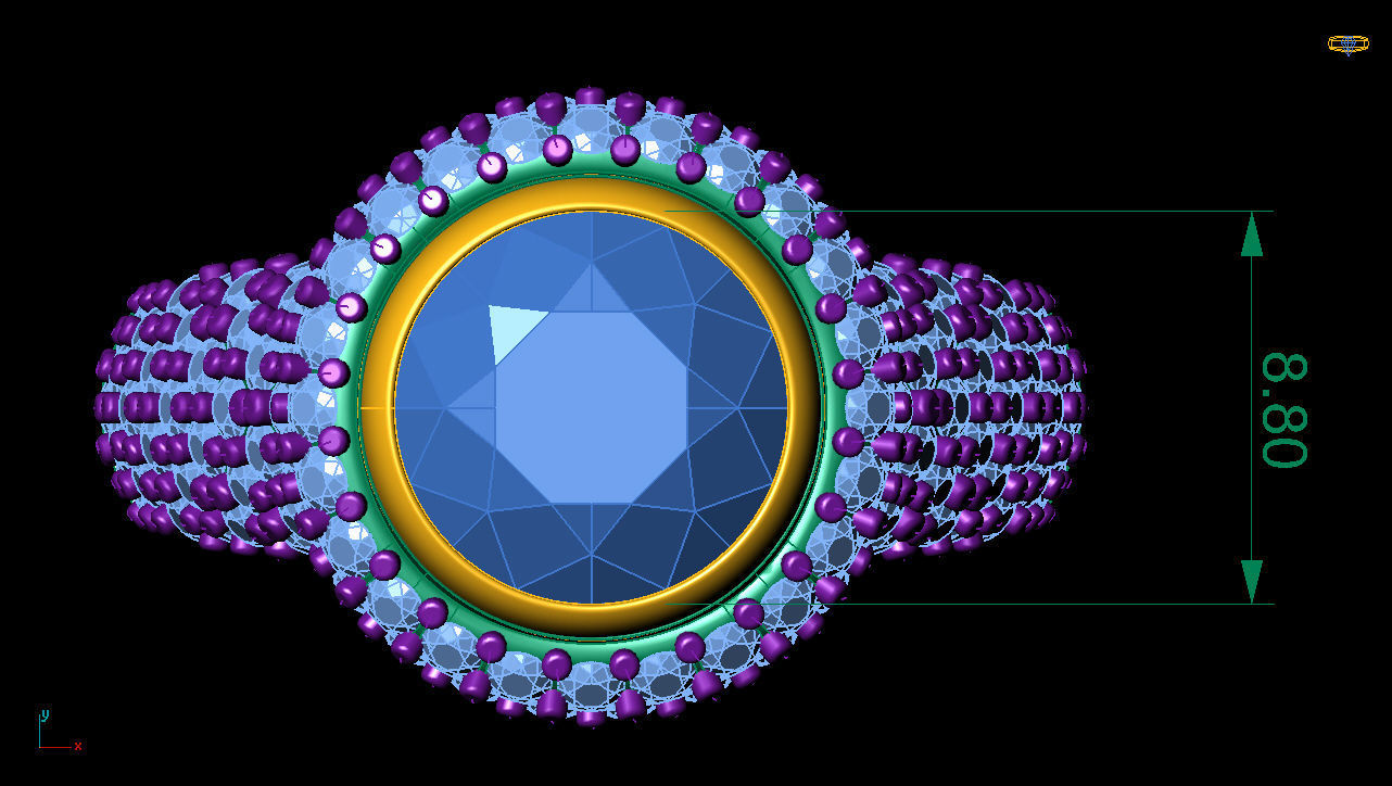 Designer Ring set with stones 3D print model_7