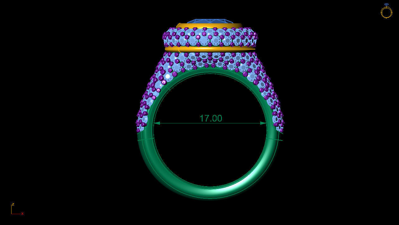 Designer Ring set with stones 3D print model_8