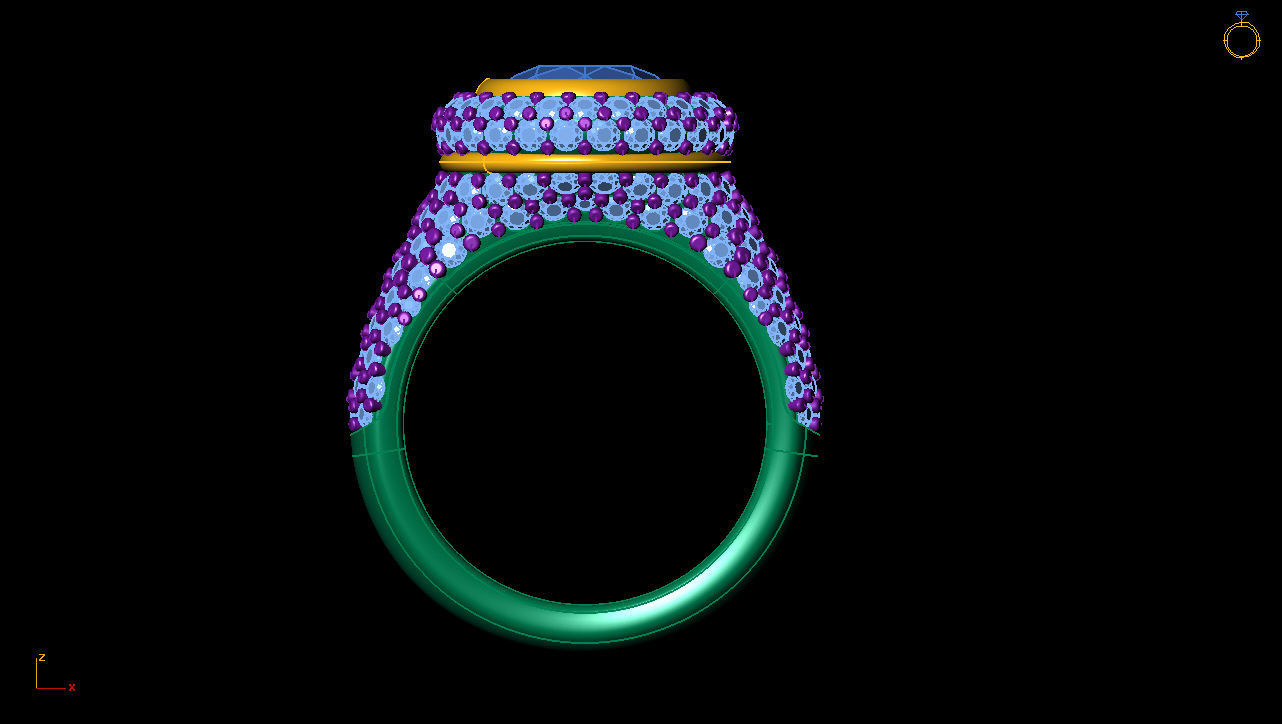 Designer Ring set with stones 3D print model_1