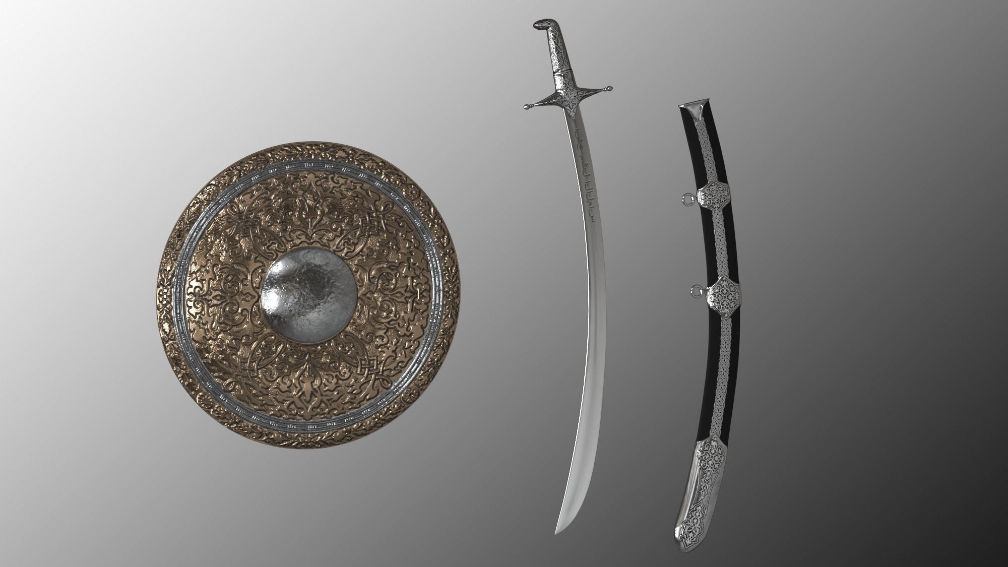 Arab weapons Low-poly 3D model_6