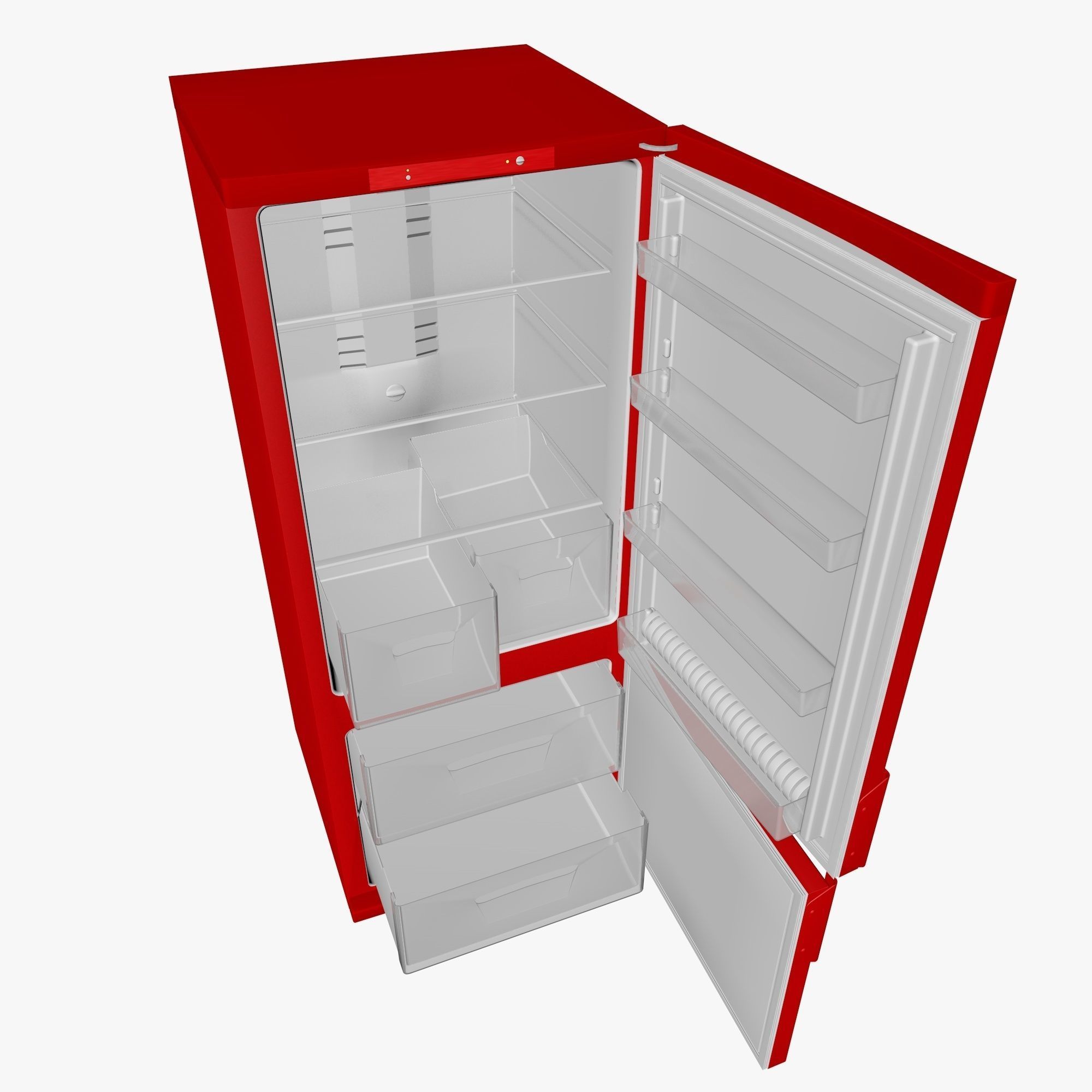 Red Fridge 3D model_2
