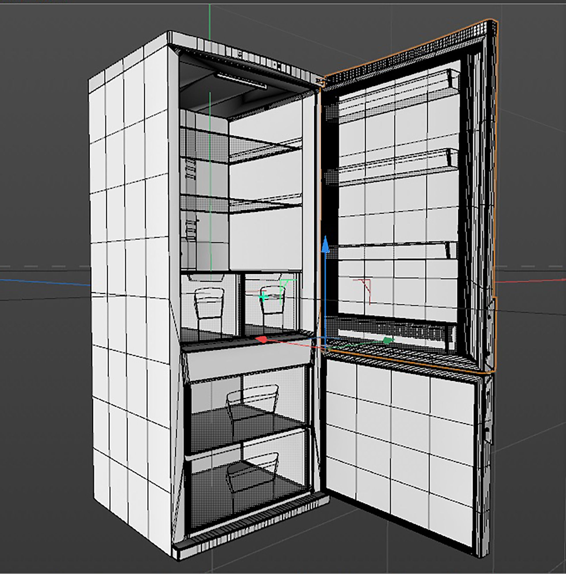 Red Fridge 3D model_12