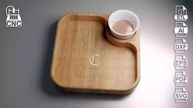 Square Shaped Tray - 3D STL file and vector files for CNC