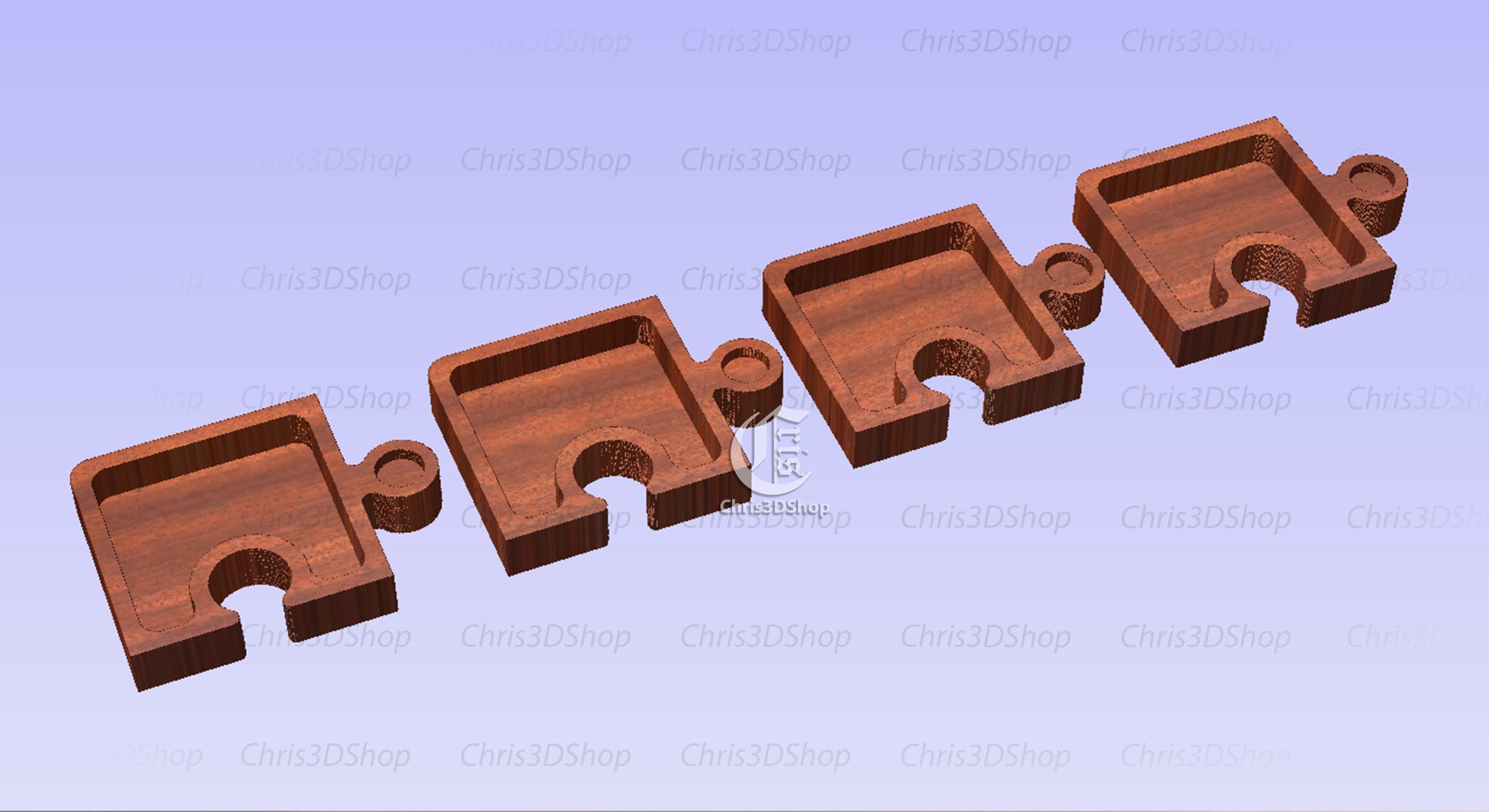 Square Shaped Puzzle Tray - 3D STL file and vector files for CNC 3D model_2