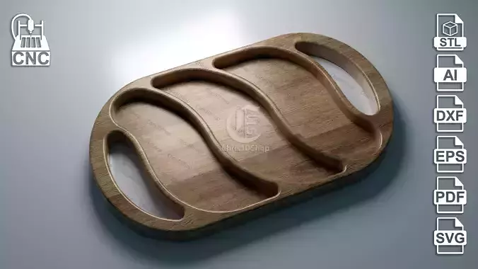 Oval Serving Tray 3 - 3D STL file and vector files for CNC  3D print model