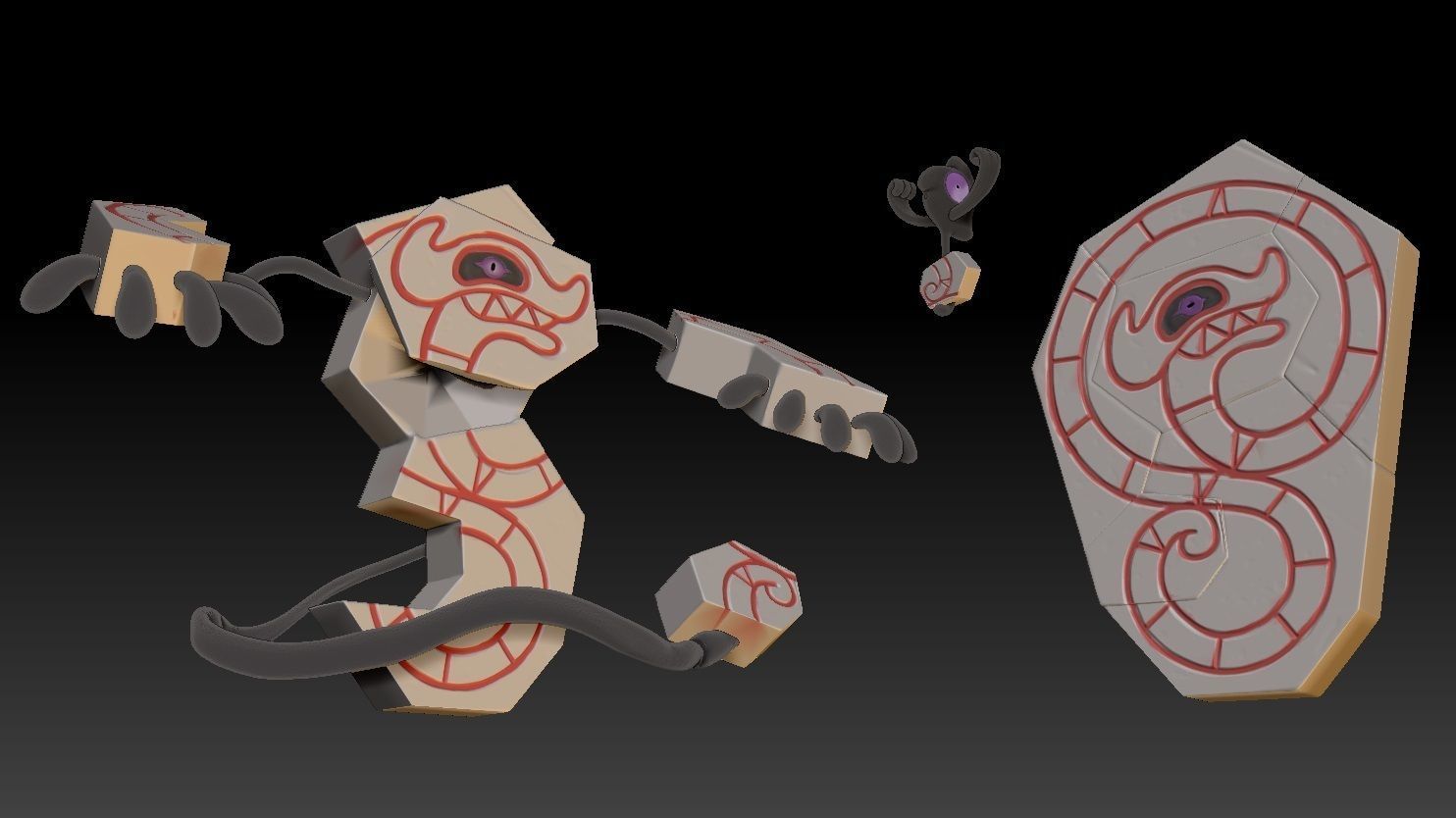 Pokemon Galarian Yamask and Runerigus 3D print model_0