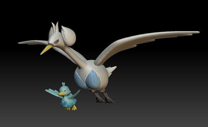 Pokemon Ducklett and Swanna 3D print model