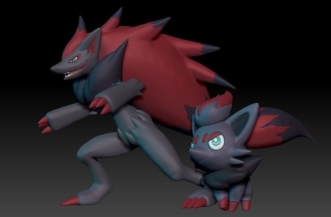 Pokemon Zorua and Zoroark 3D print model