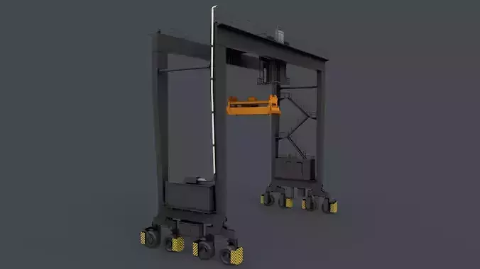 PBR Rubber Tyred Gantry Crane RTG V1 - Black Low-poly 3D model