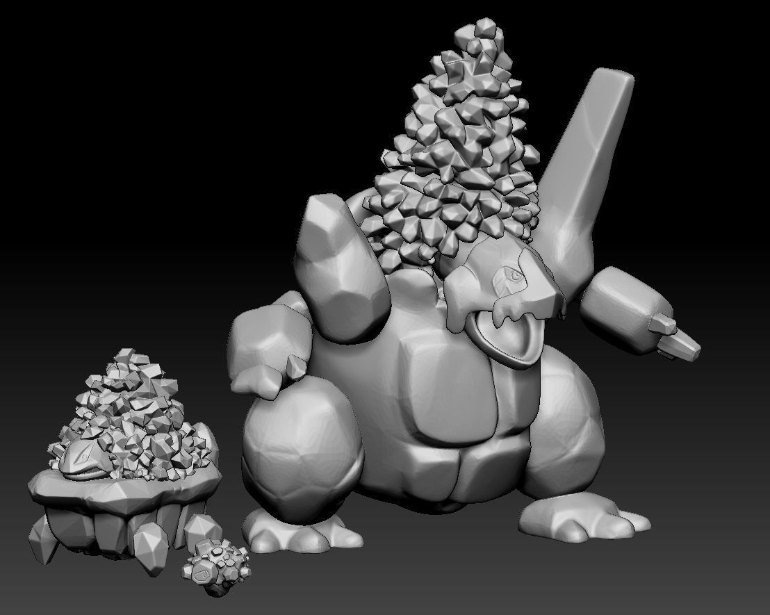 Pokemon Rolycoly Carkol Coalossal 3D print model_1