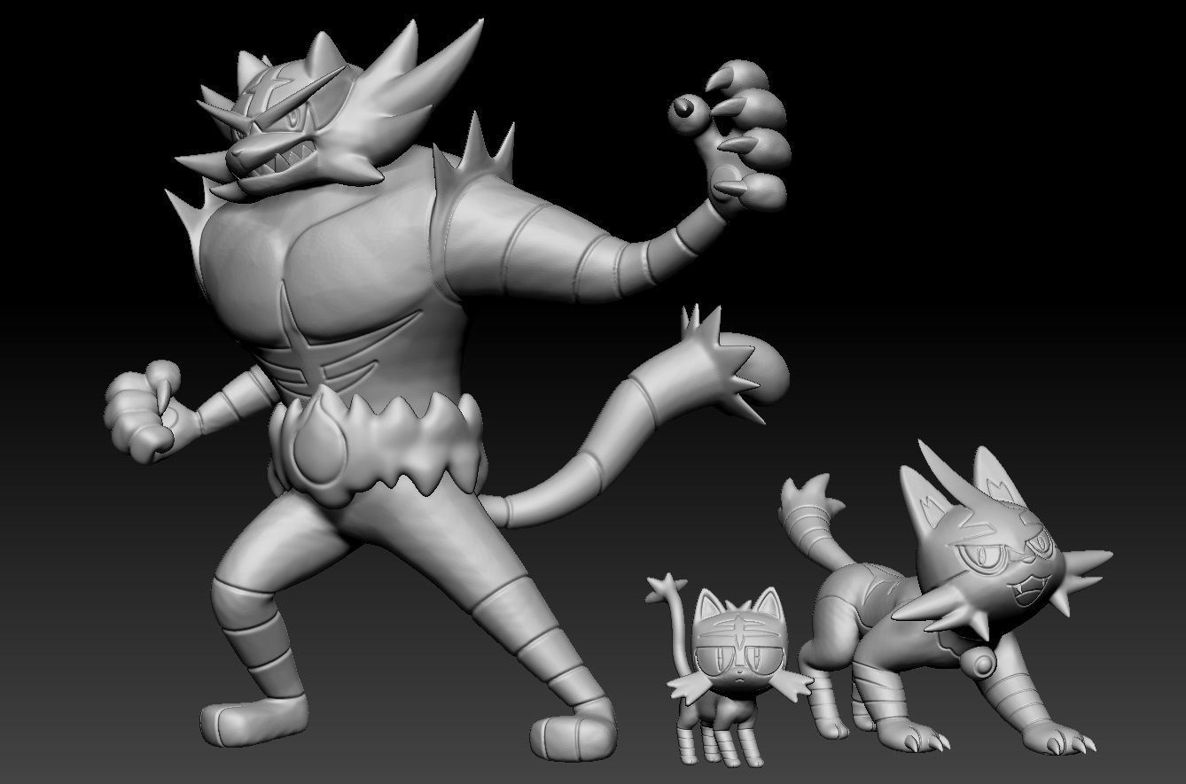 Pokemon Litten Torracat Incineroar 3D print model_1