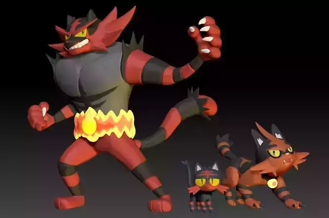 Pokemon Litten Torracat Incineroar