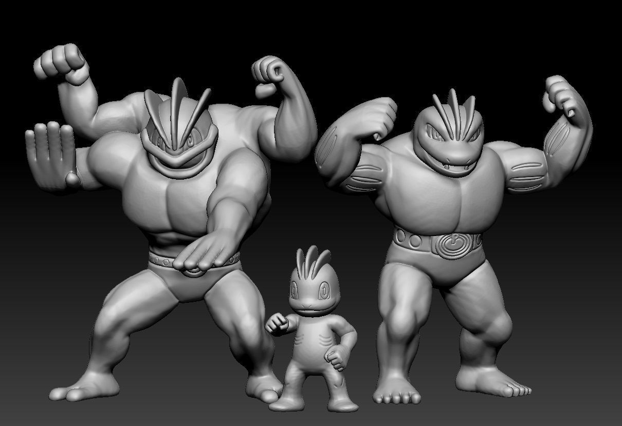 Pokemon Machop Machoke Machamp 3D print model_5