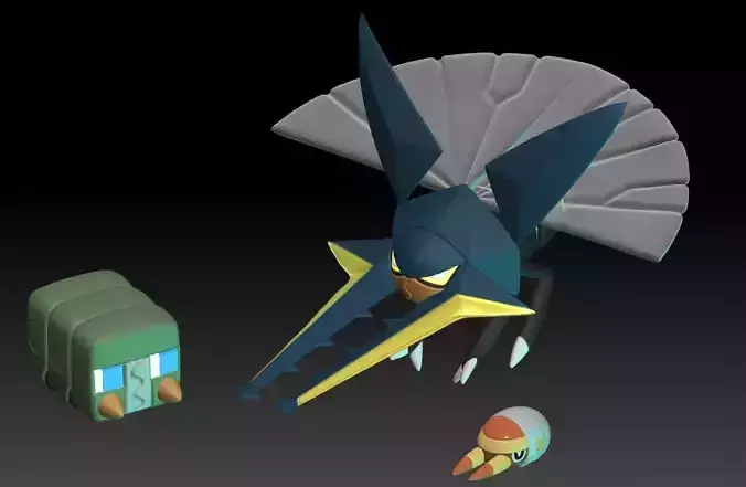 Pokemon Grubbin Charjabug Vikavolt 3D print model