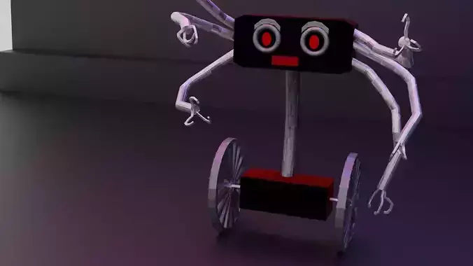 A sci-fi robot game-ready cartoon themed Low-poly 3D model