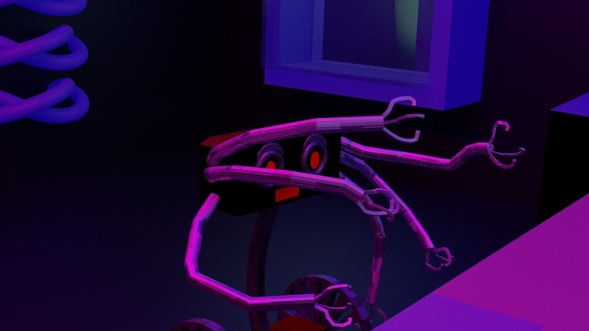 A sci-fi robot game-ready cartoon themed Low-poly 3D model_3