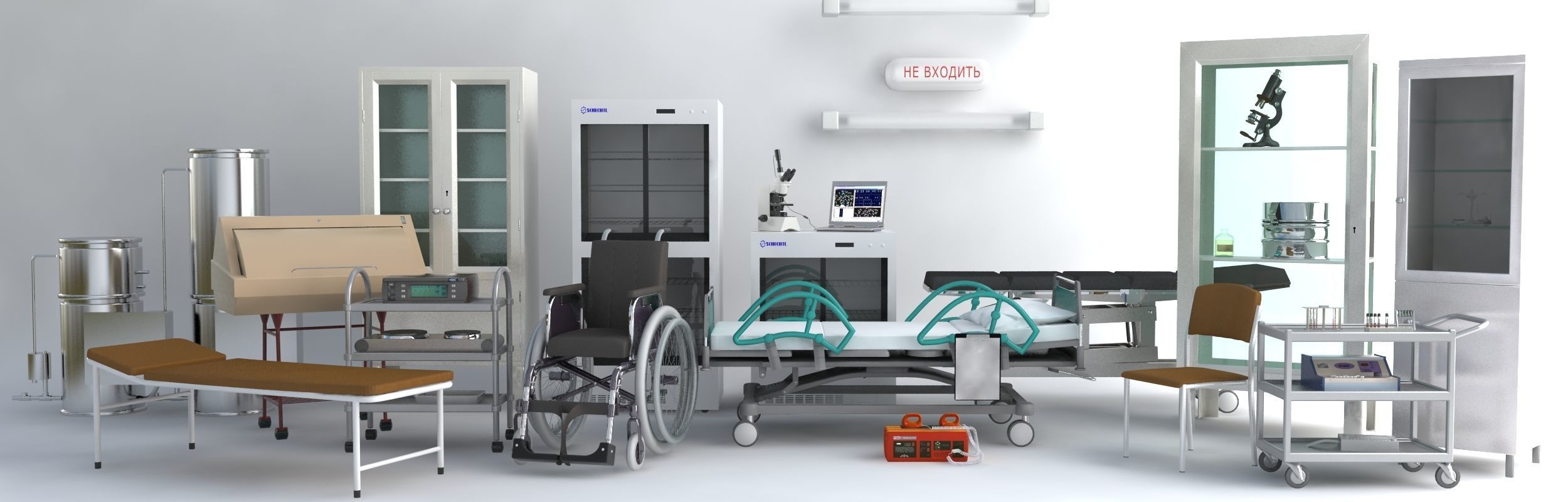 Medical set wheelchair 3D model_33