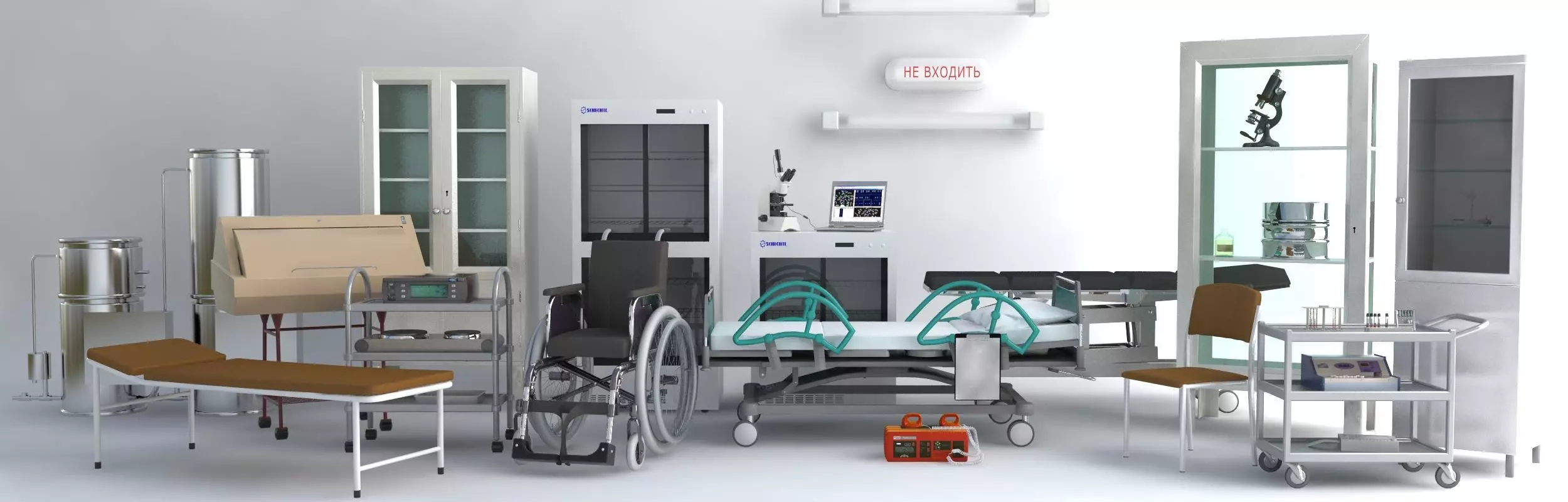 Medical set wheelchair 3D model_0