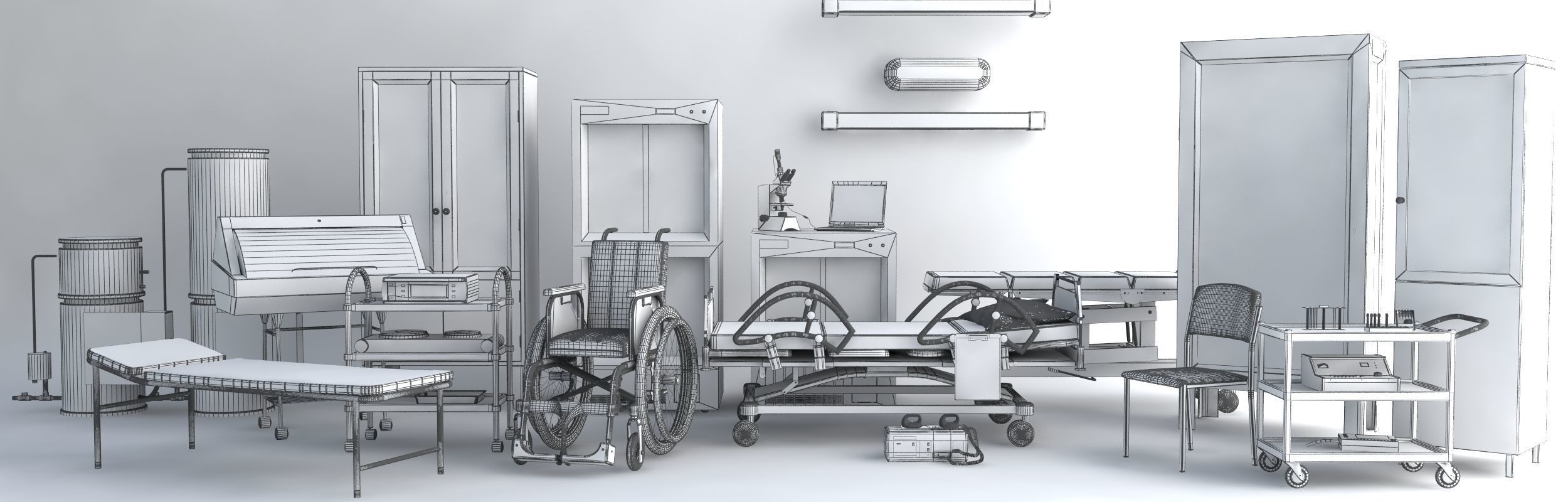 Medical set wheelchair 3D model_34