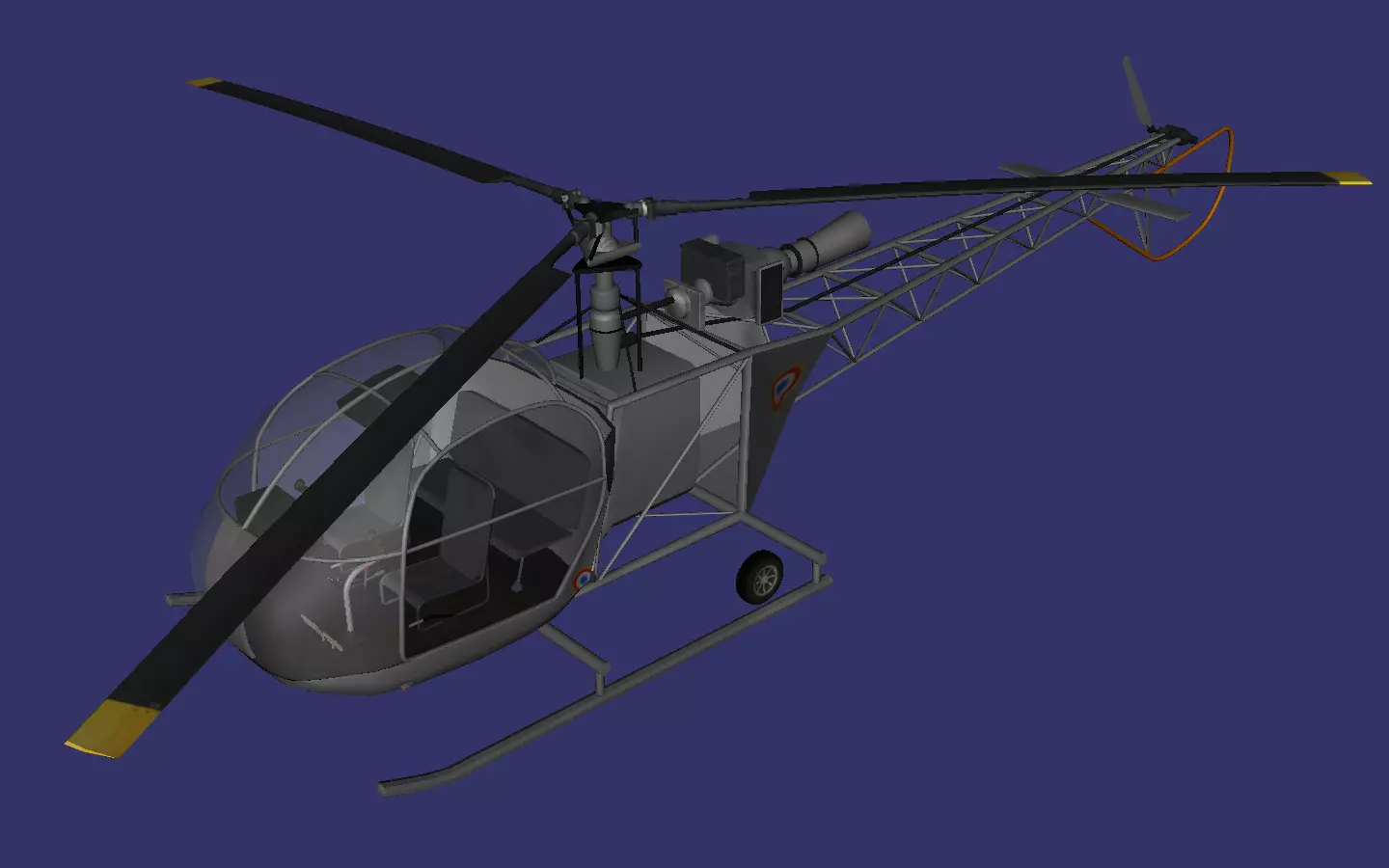 SNCASE SE 3130 Alouette II Free low-poly 3D model_0