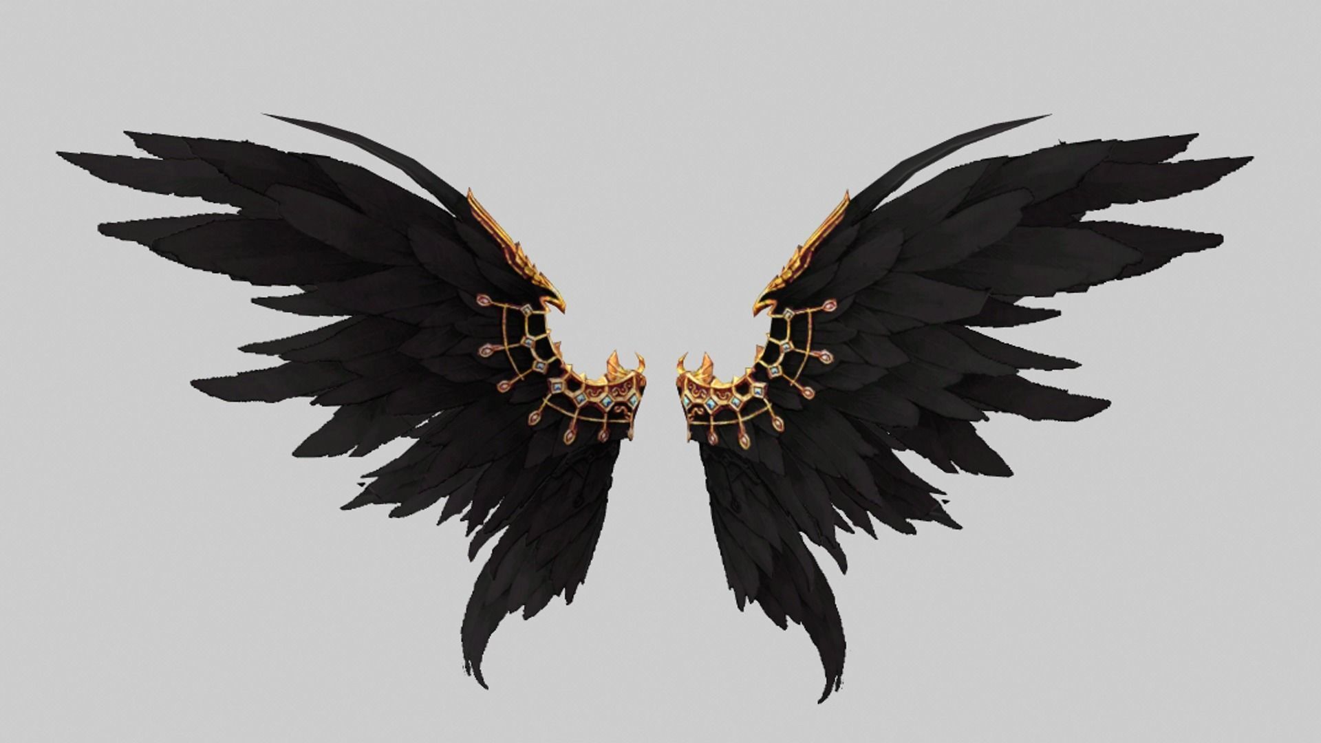 Futuristic Black Wing Low-poly 3D model_6