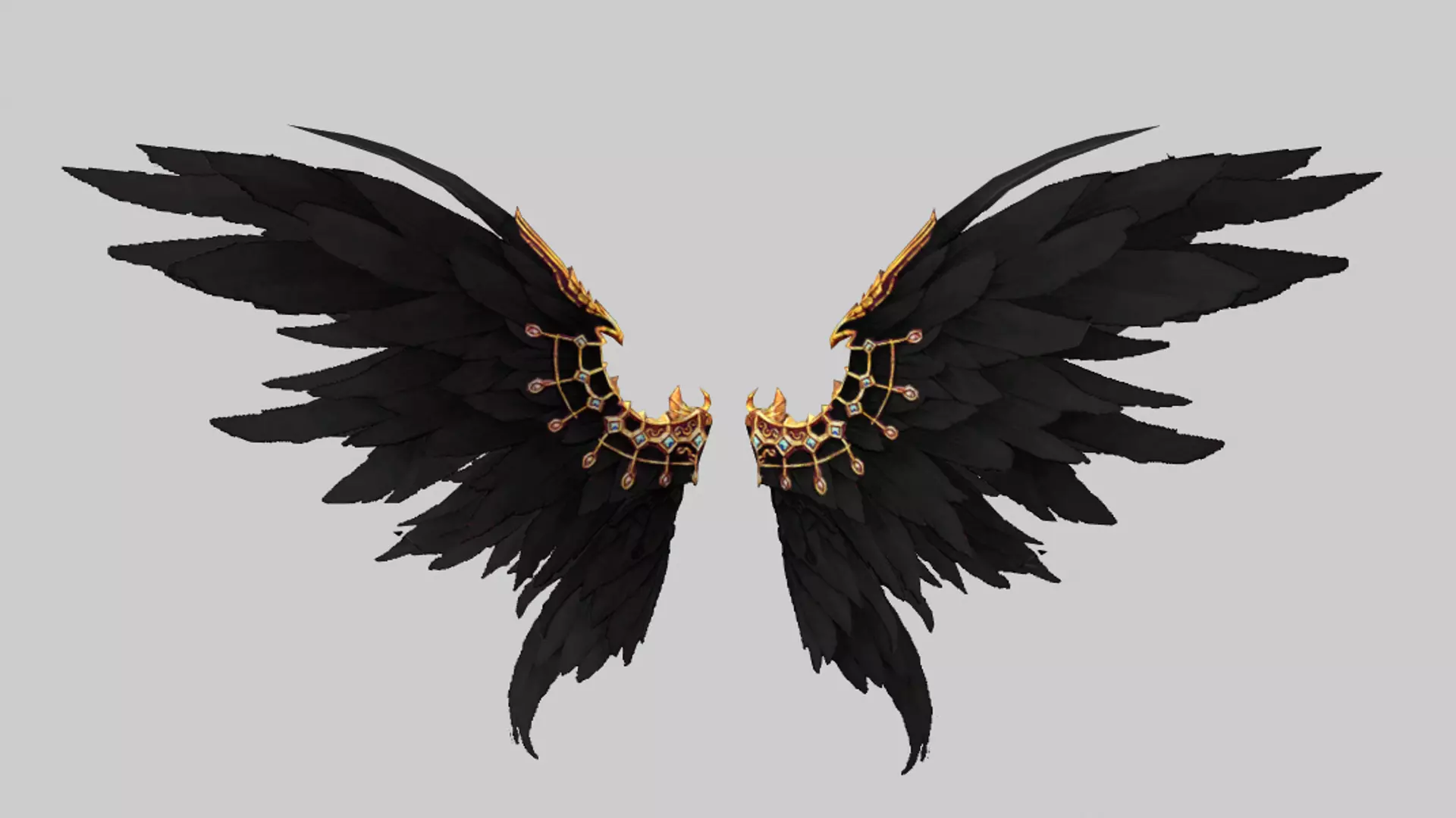 Futuristic Black Wing Low-poly 3D model_0