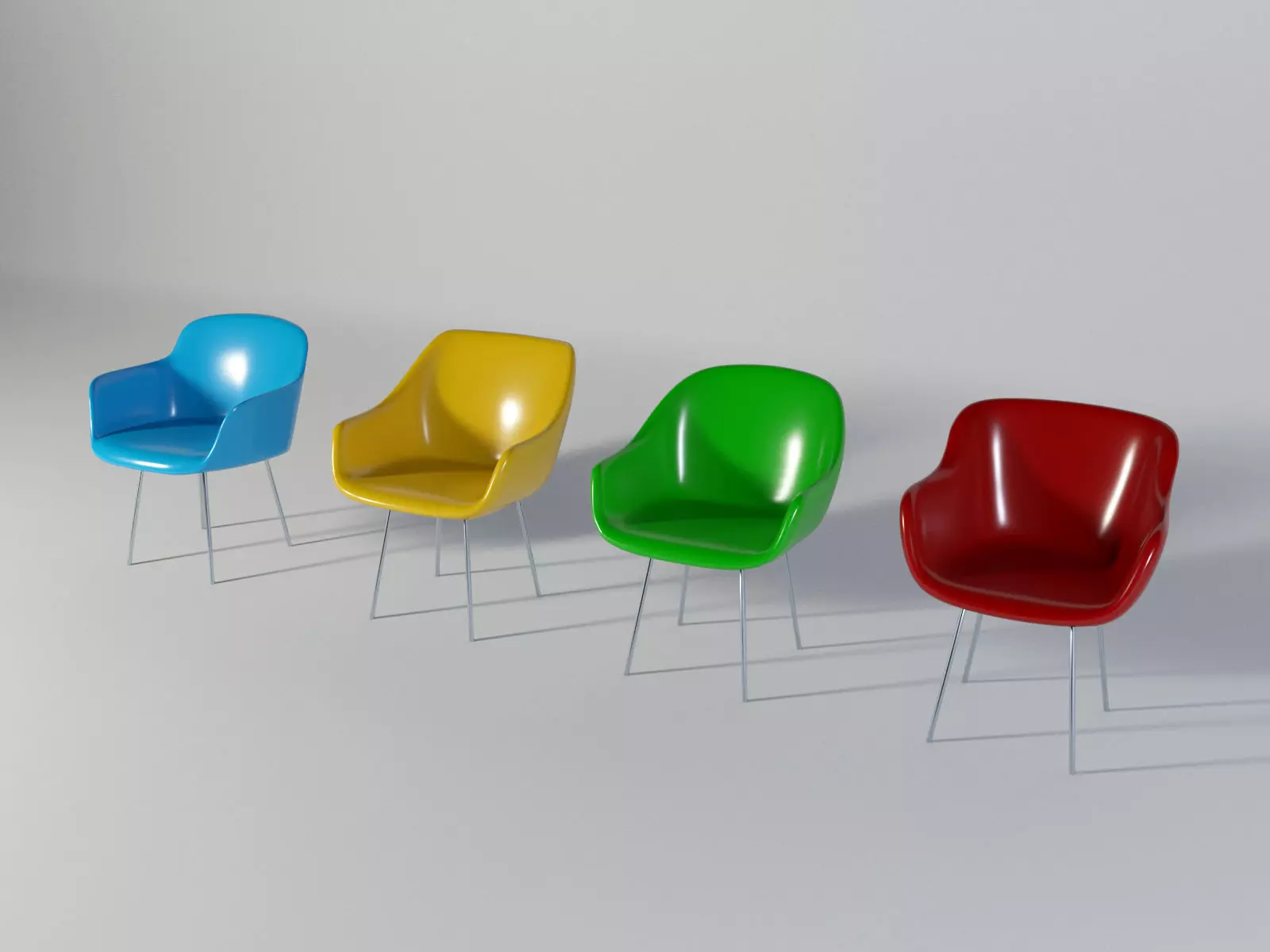 Chairs simple - 4 designs collection set Free low-poly 3D model