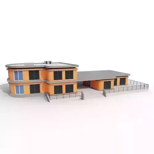 Low Poly Office orange building