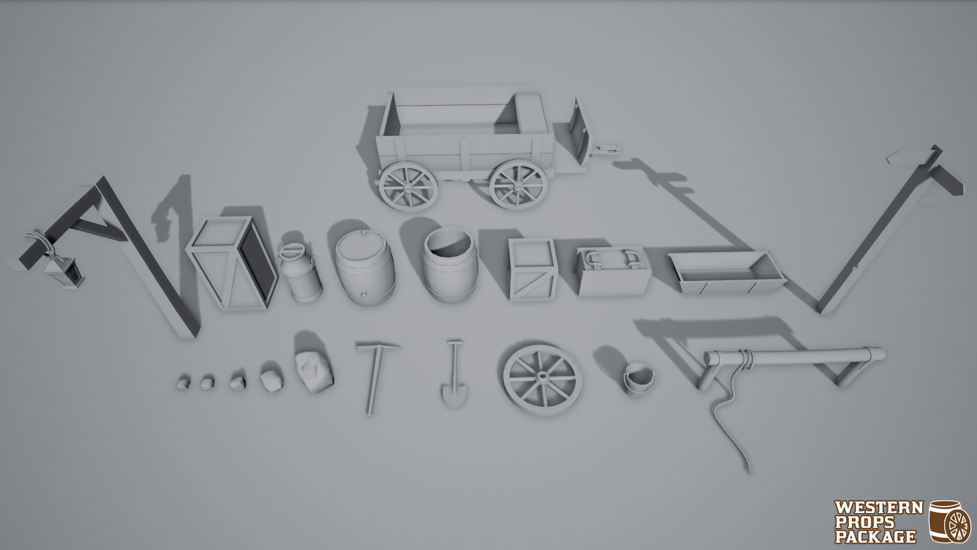 Western Props Package Low-poly 3D model_16