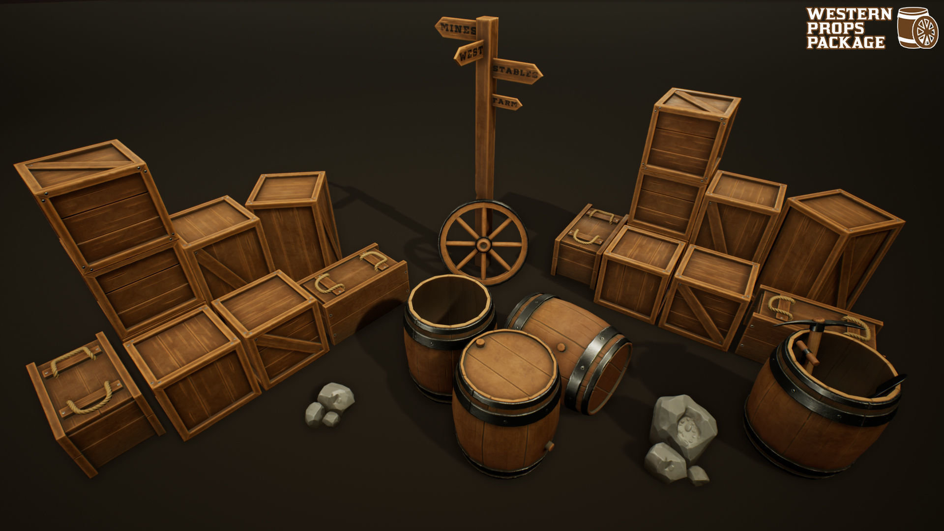 Western Props Package Low-poly 3D model_7