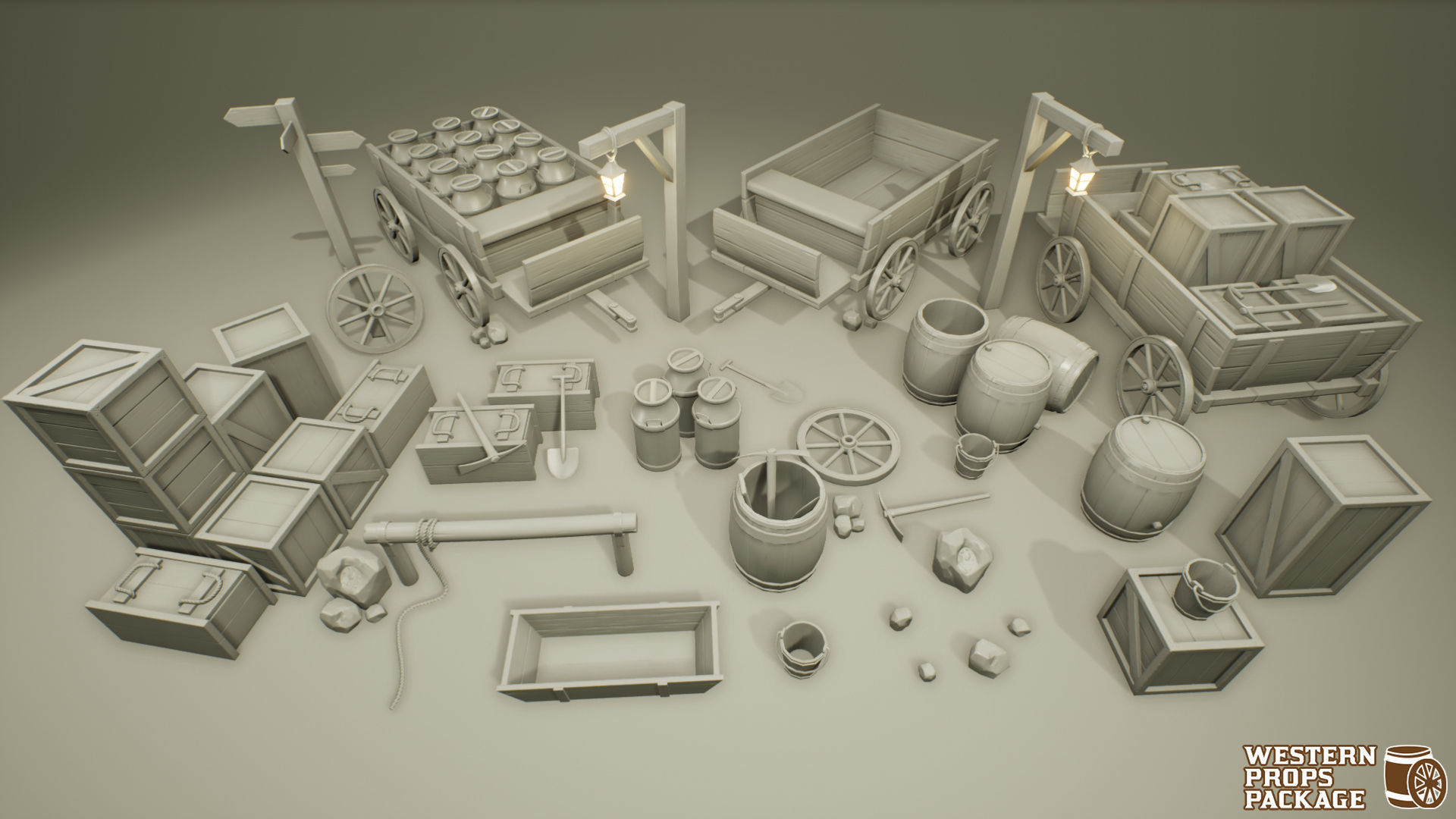 Western Props Package Low-poly 3D model_17