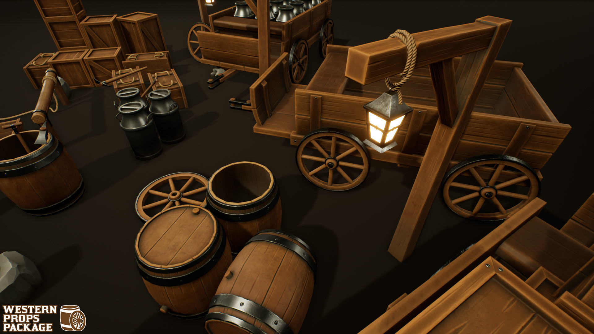 Western Props Package Low-poly 3D model_2