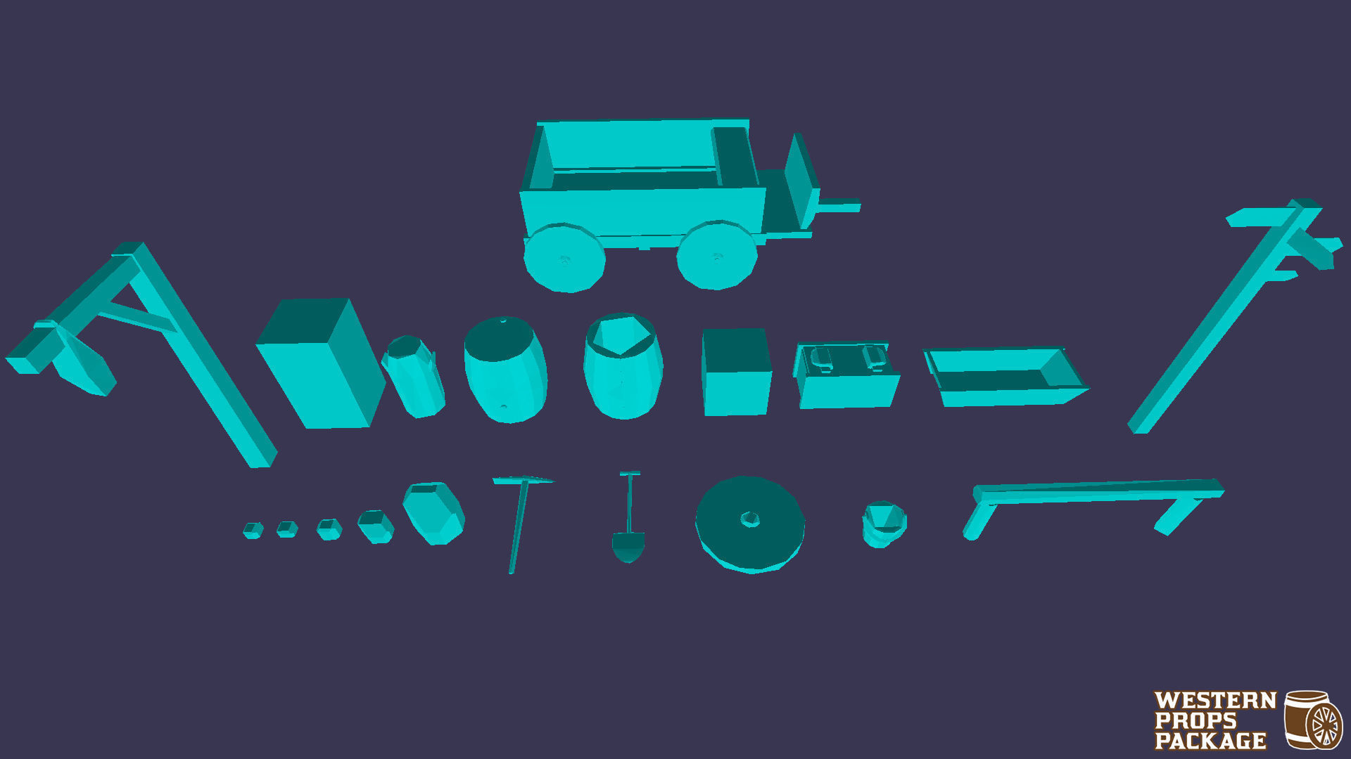 Western Props Package Low-poly 3D model_15