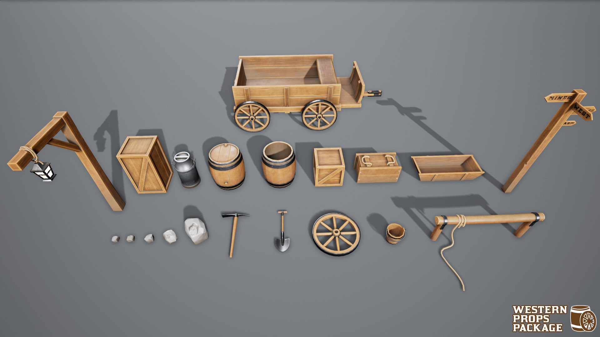 Western Props Package Low-poly 3D model_13