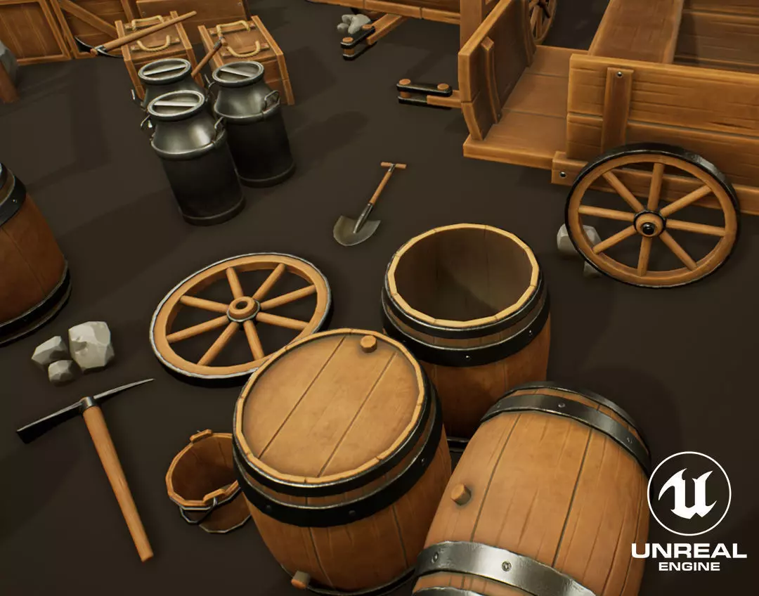 Western Props Package Low-poly 3D model_0