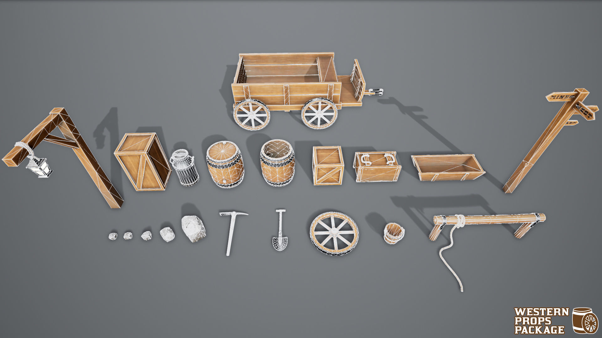 Western Props Package Low-poly 3D model_14
