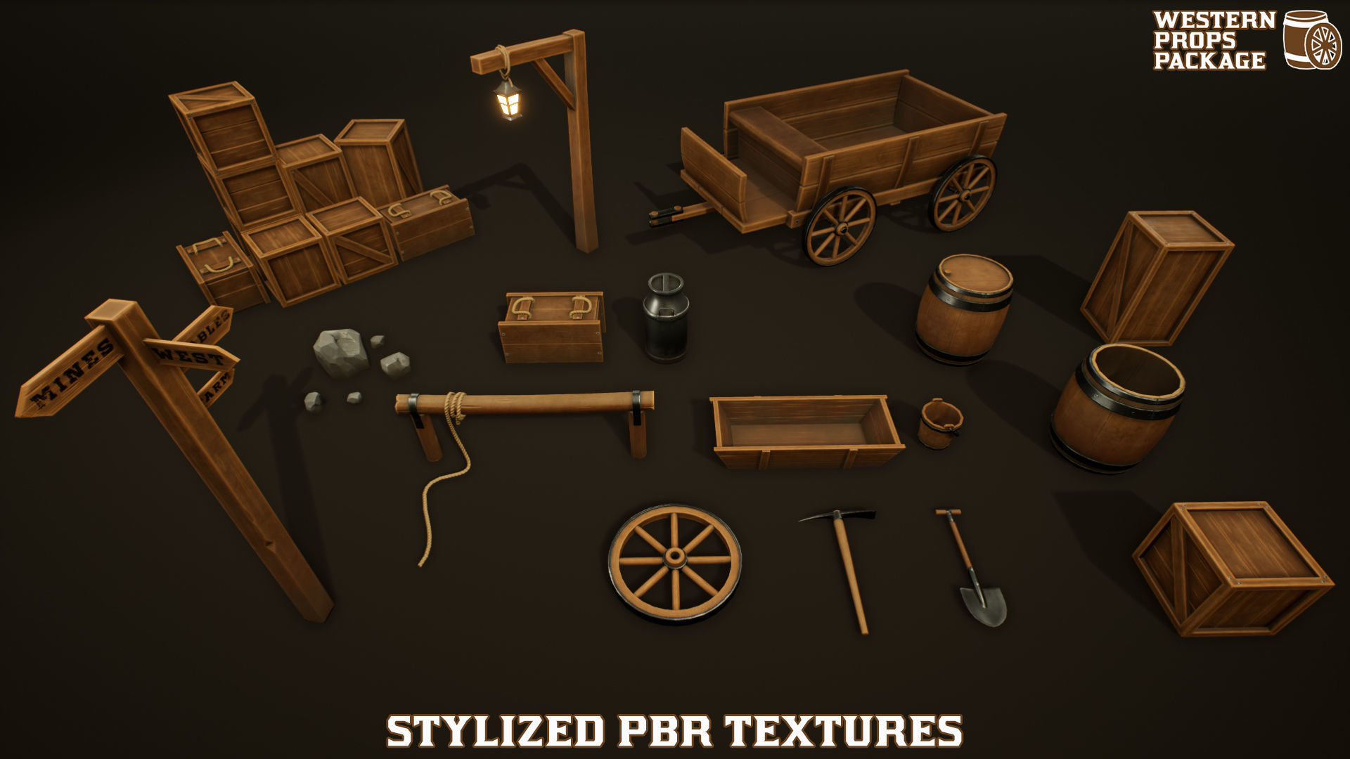 Western Props Package Low-poly 3D model_5