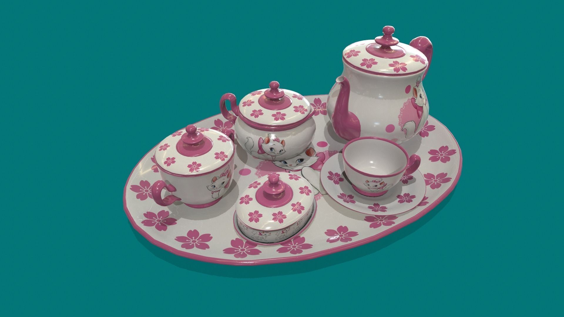 Porcelain Tea set4 3D model CGTrader