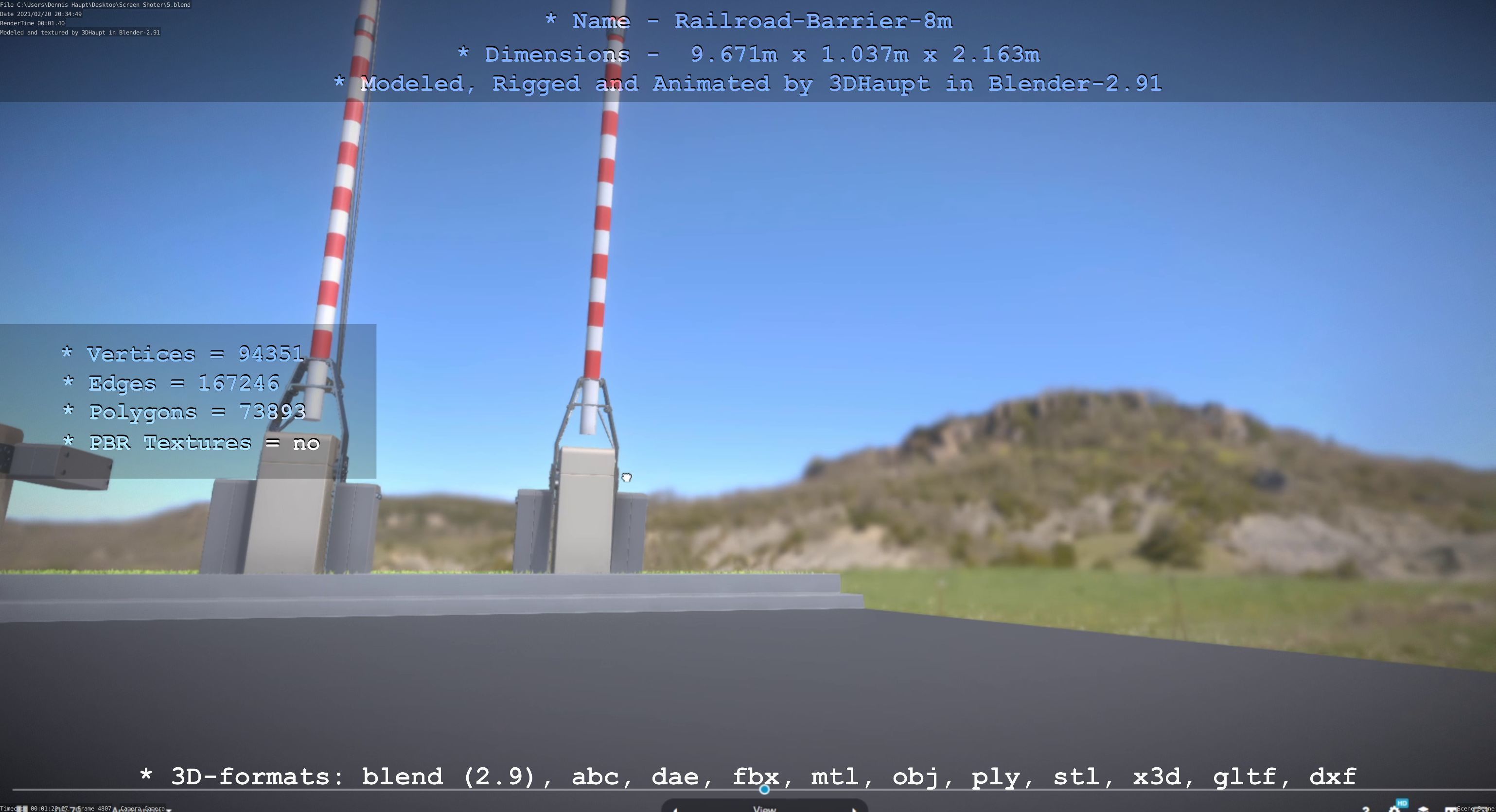 Railroad Barrier 8m High and Low-Poly 3D Model Collection_36