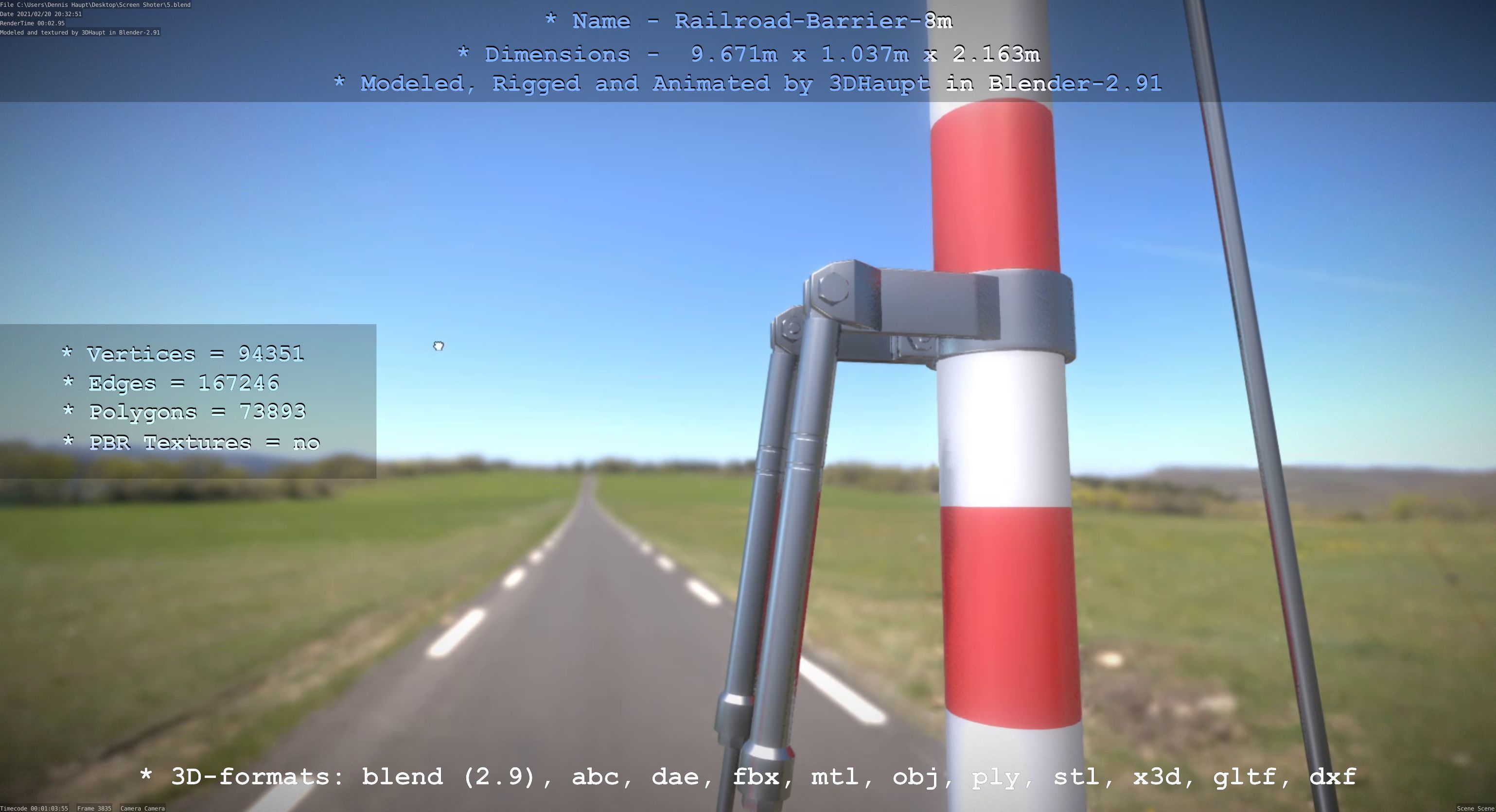 Railroad Barrier 8m High and Low-Poly 3D Model Collection_17