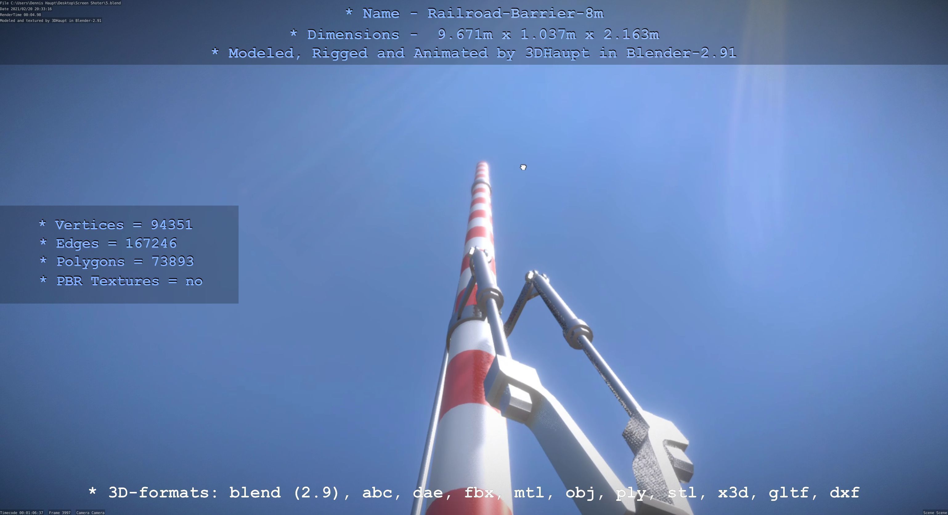 Railroad Barrier 8m High and Low-Poly 3D Model Collection_30