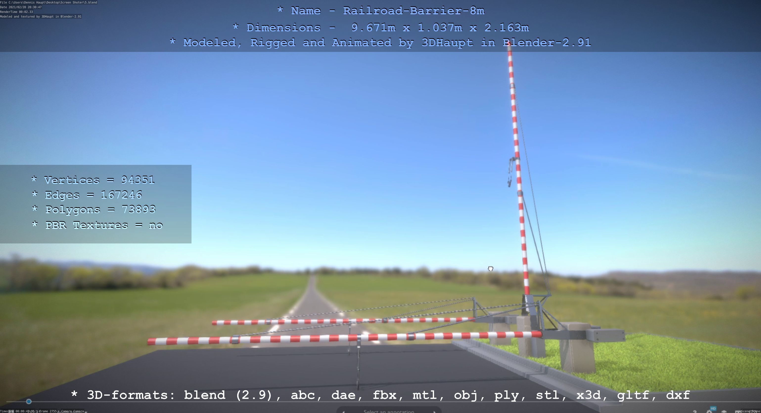 Railroad Barrier 8m High and Low-Poly 3D Model Collection_9