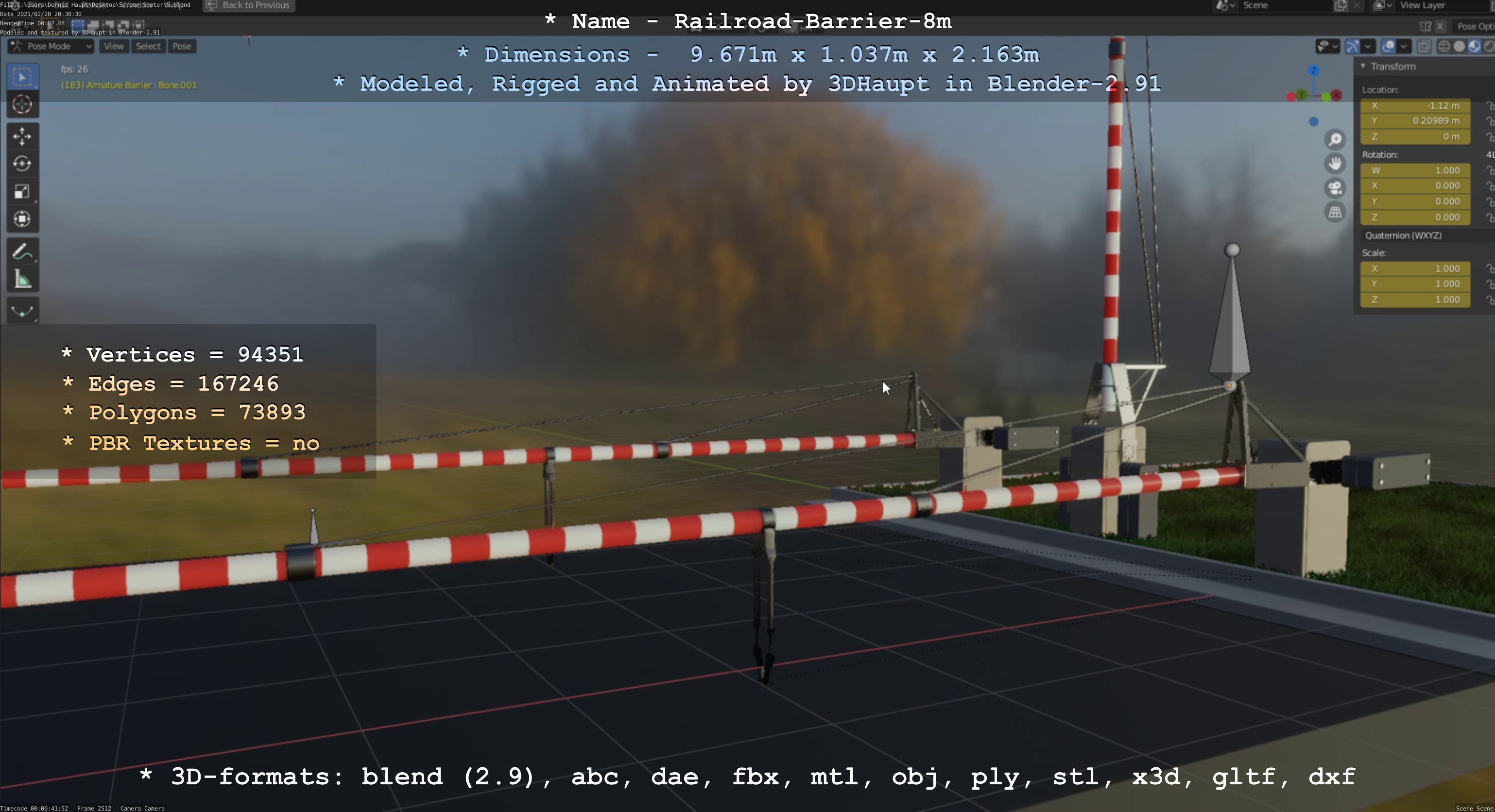 Railroad Barrier 8m High and Low-Poly 3D Model Collection_43