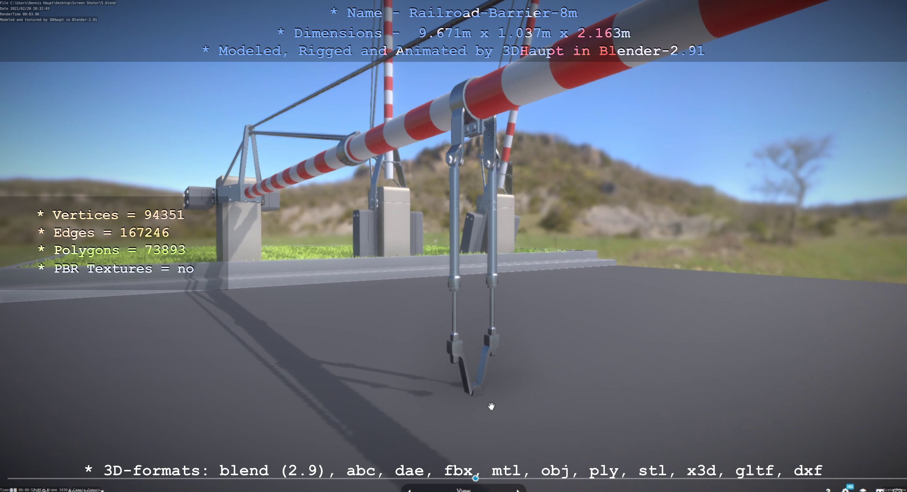 Railroad Barrier 8m High and Low-Poly 3D Model Collection_14